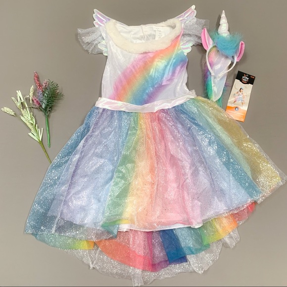 Other - Girls RAINBOW UNICORN PEGASUS dress costume, girls L 10-12.